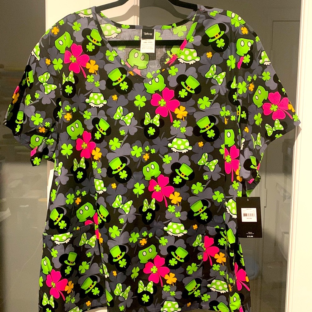Disney Saint Patricks Day Scrub Top